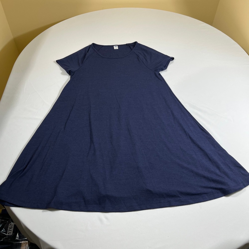 Old Navy Swing Dress Women Medium Navy Blue Short Sleeve Jersey